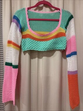 Amazon Crochet Crop Top in Mint Green, Pink, White, Orange, Yellow, Blue, Purple